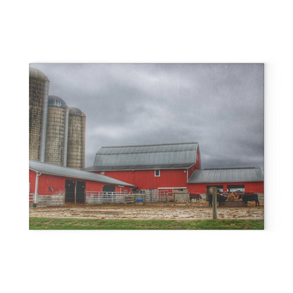 U R There Photography Daley Road Cow Barn Rustic Farmhouse Tempered-Glass Cutting Board