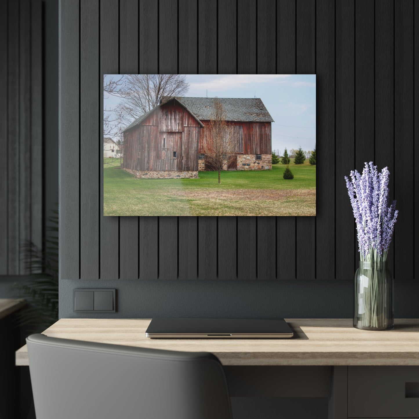 U R There Photography Millington Road Stone Grey Rustic Farmhouse Acrylic Wall Print