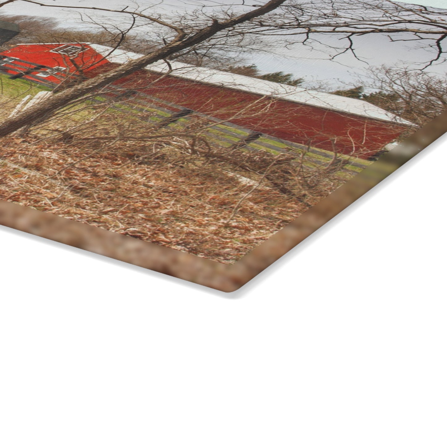 U R There Photography Hidden Hosner Reds Rustic Farmhouse Tempered-Glass Cutting Board