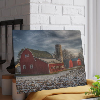 U R There Photography Mitchell Lake Road Red Rustic Farmhouse Tempered-Glass Cutting Board