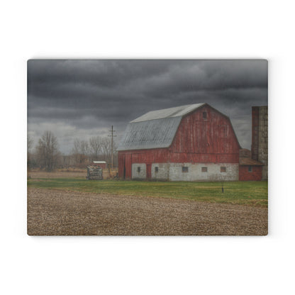 U R There Photography Murray Road Red Rustic Farmhouse Tempered-Glass Cutting Board