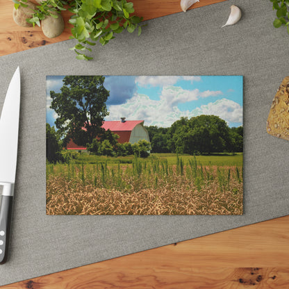 U R There Photography Northern White Rustic Farmhouse Tempered-Glass Cutting Board 8 "x 11"