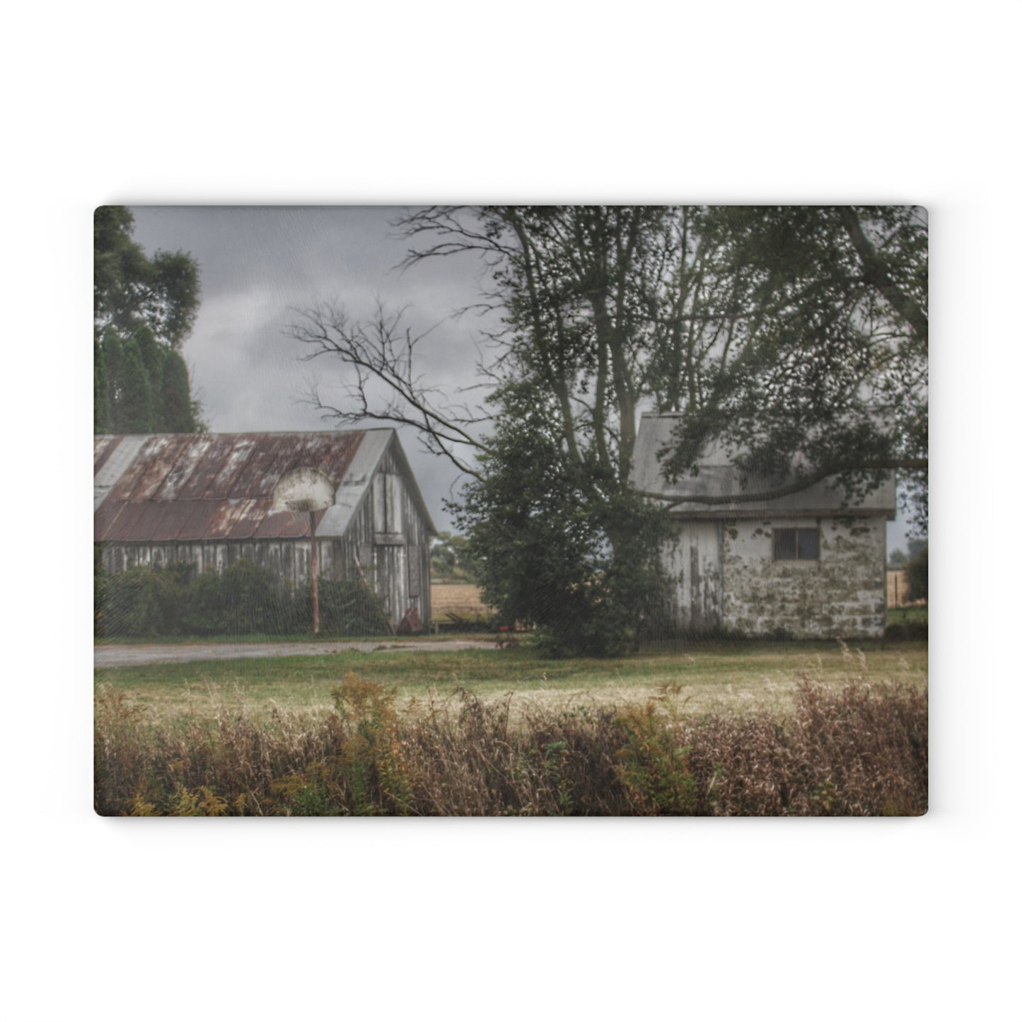 U R There Photography Richville Road Shacks Rustic Farmhouse Tempered-Glass Cutting Board