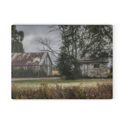 U R There Photography Richville Road Shacks Rustic Farmhouse Tempered-Glass Cutting Board