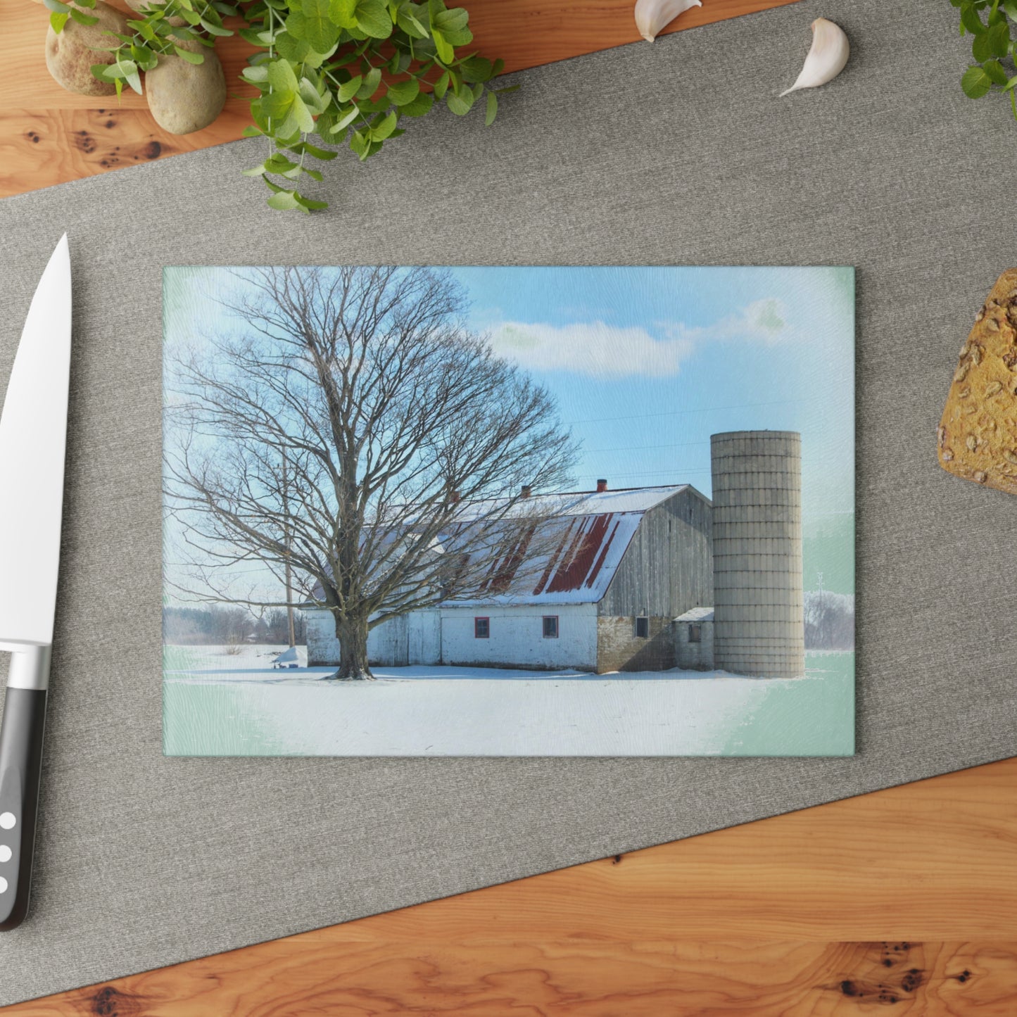 U R There Photography Barnes Road White Rustic Farmhouse Tempered-Glass Cutting Board
