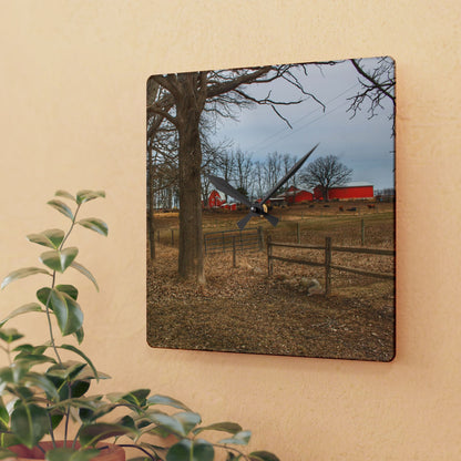 U R There Photography Wilder Road Cow Farm Rustic Farmhouse Acrylic Analog Wall Clock