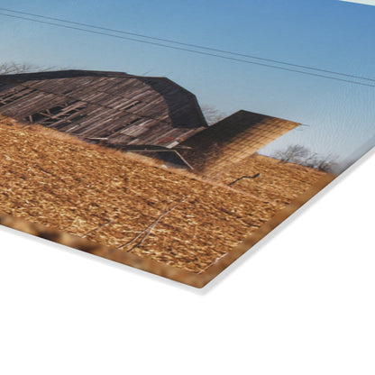 U R There Photography Hurd Corners Road Grey Rustic Farmhouse Tempered-Glass Cutting Board