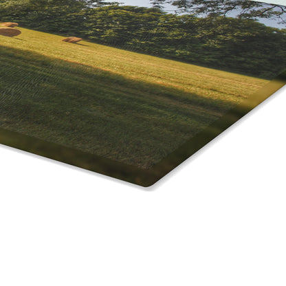 Barn Boutique Rustic Tempered-Glass Cutting Board| Summer Hay Bales I