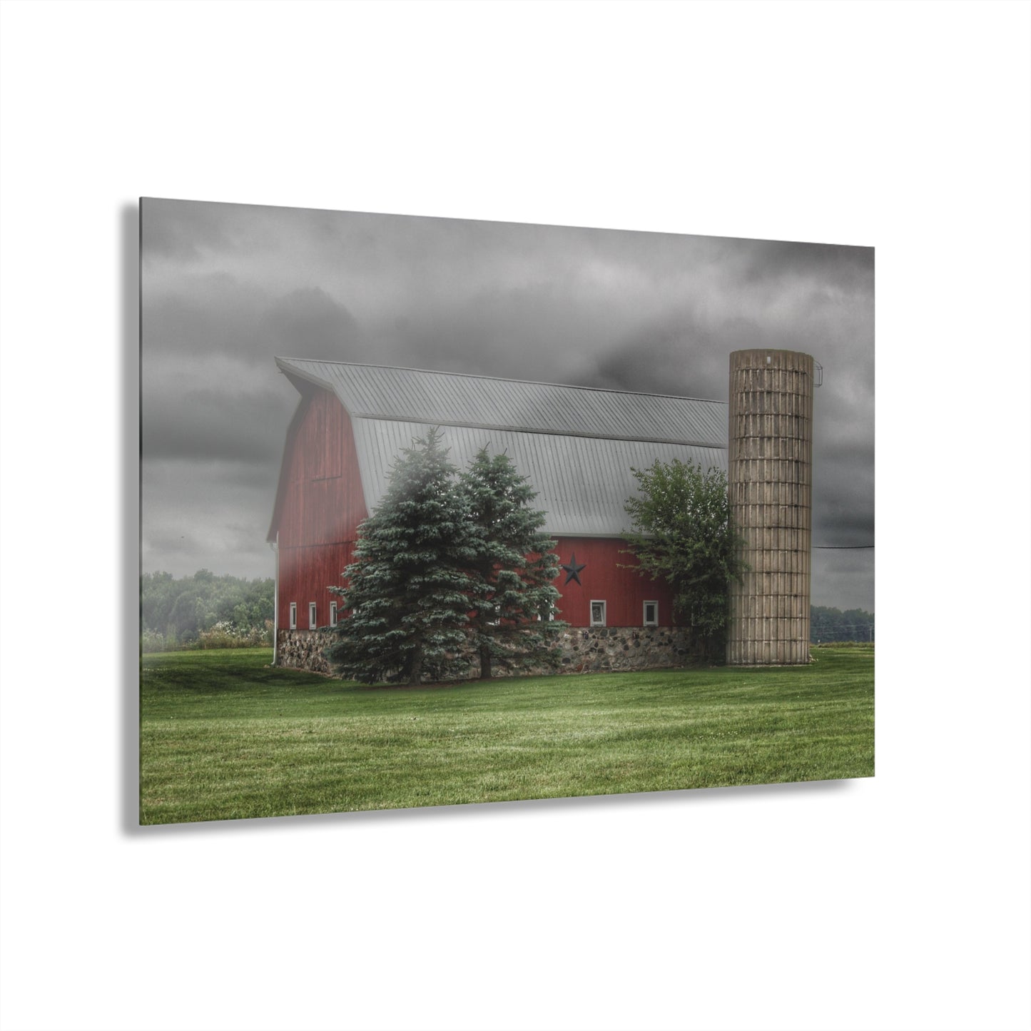 U R There Photography Clifford Road Red and Silo I Rustic Farmhouse Acrylic Wall Print