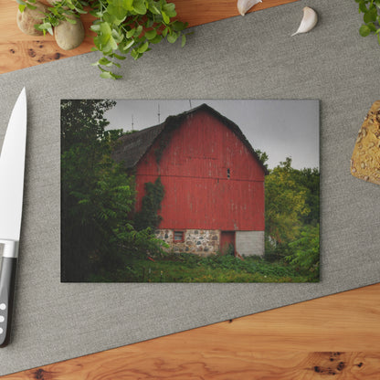 U R There Photography Brown Road Hidden Red I Rustic Farmhouse Tempered-Glass Cutting Board