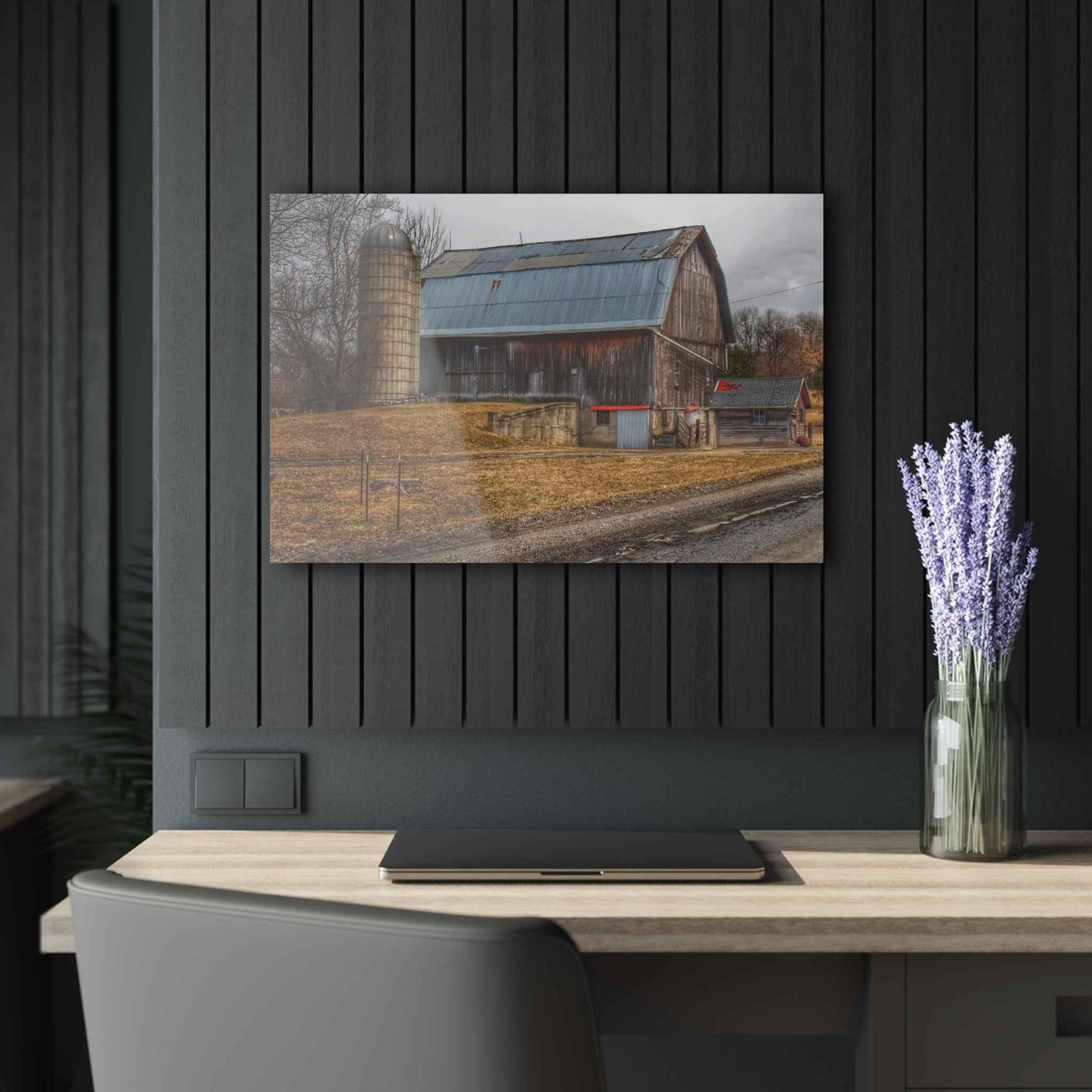 U R There Photography Seymour Lakes Roadside Grey Rustic Farmhouse Acrylic Wall Print