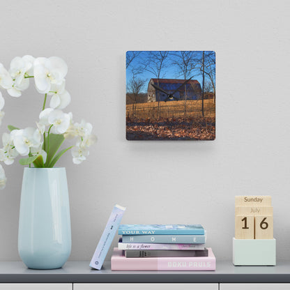 U R There Photography Demode Road Grey Rustic Farmhouse Acrylic Analog Wall Clock