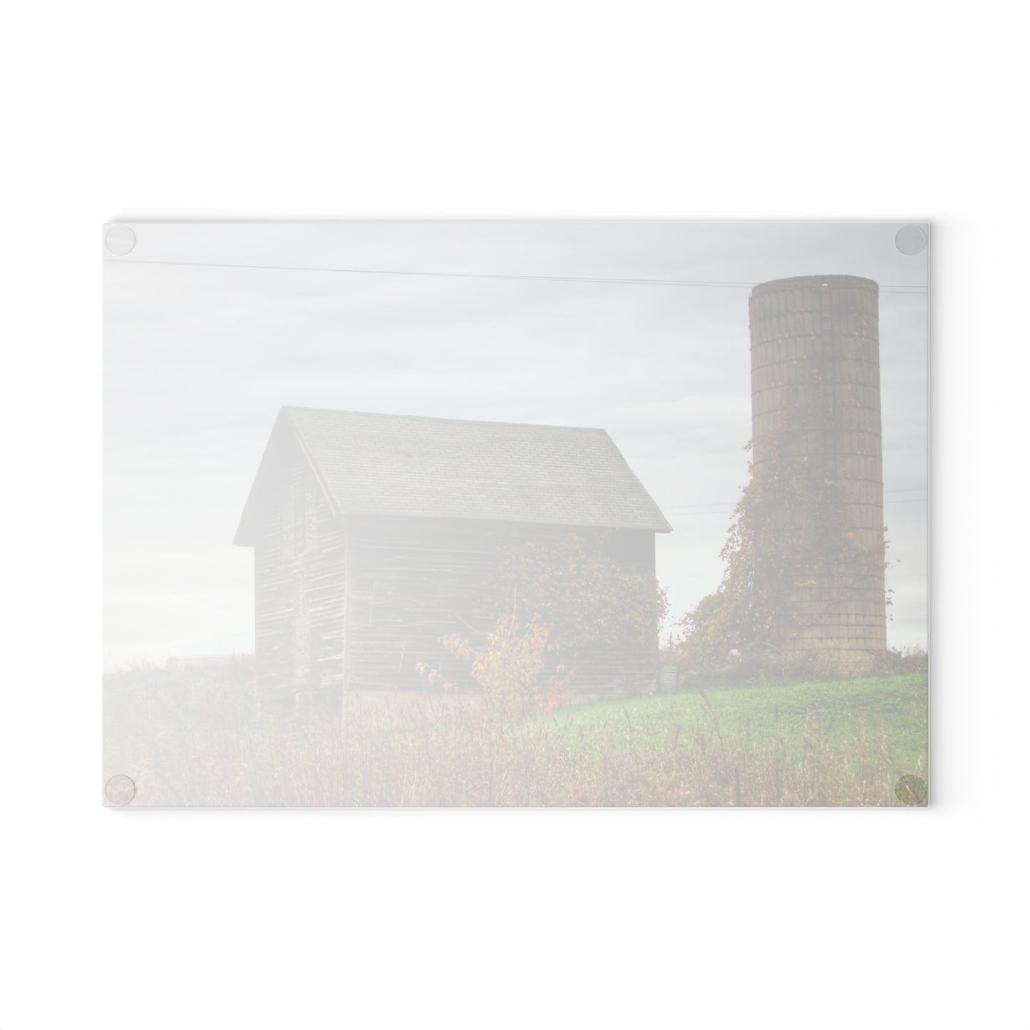 U R There Photography Fisher Road Grey Rustic Farmhouse Tempered-Glass Cutting Board
