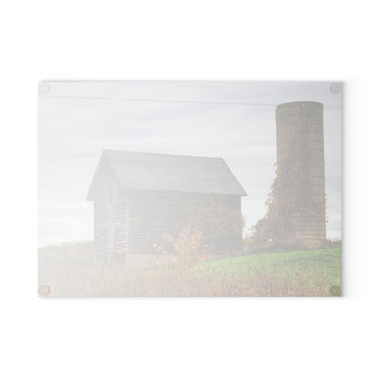 U R There Photography Fisher Road Grey Rustic Farmhouse Tempered-Glass Cutting Board