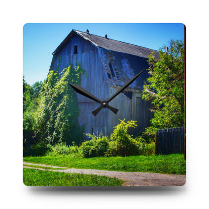 U R There Photography Dryden Road Grey Rustic Farmhouse Acrylic Analog Wall Clock