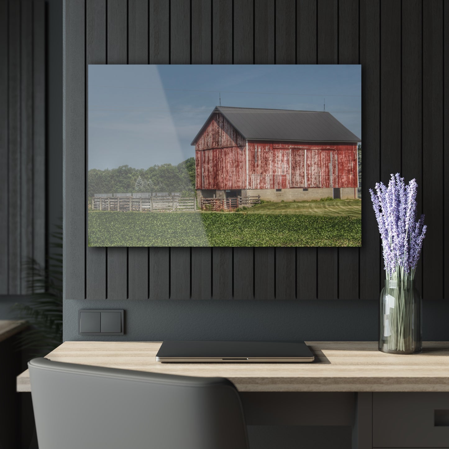 U R There Photography Lake Pleasant Corral Red I Rustic Farmhouse Acrylic Wall Print