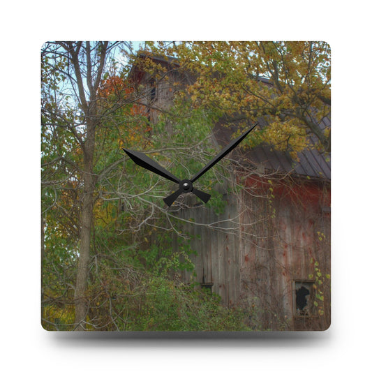 U R There Photography Annies Barn I Rustic Farmhouse Acrylic Analog Wall Clock 10.75'' × 10.75'' (Square)