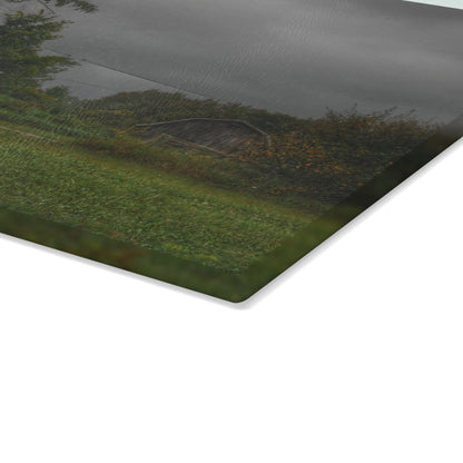 U R There Photography Columbiaville Red and Little Grey Rustic Farmhouse Tempered-Glass Cutting Board