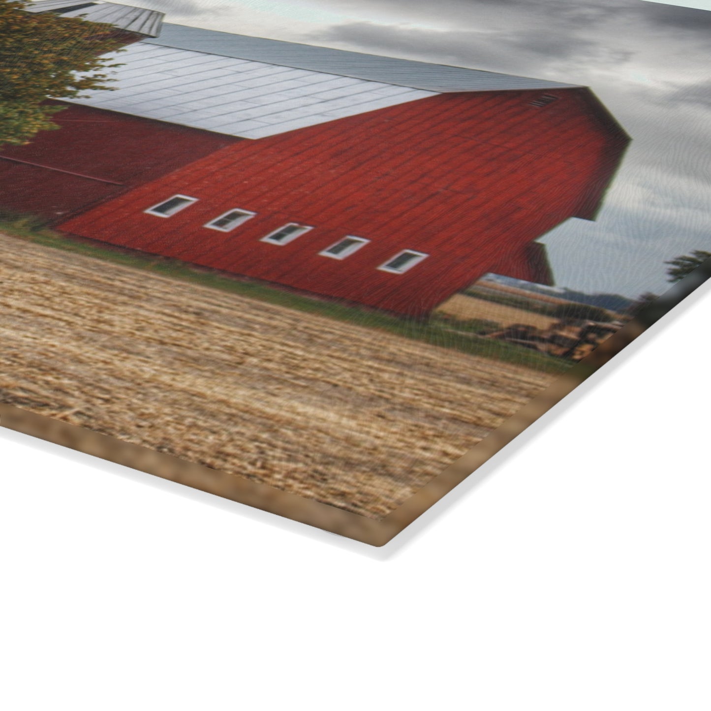 U R There Photography Wadsworth Road Red Rustic Farmhouse Tempered-Glass Cutting Board