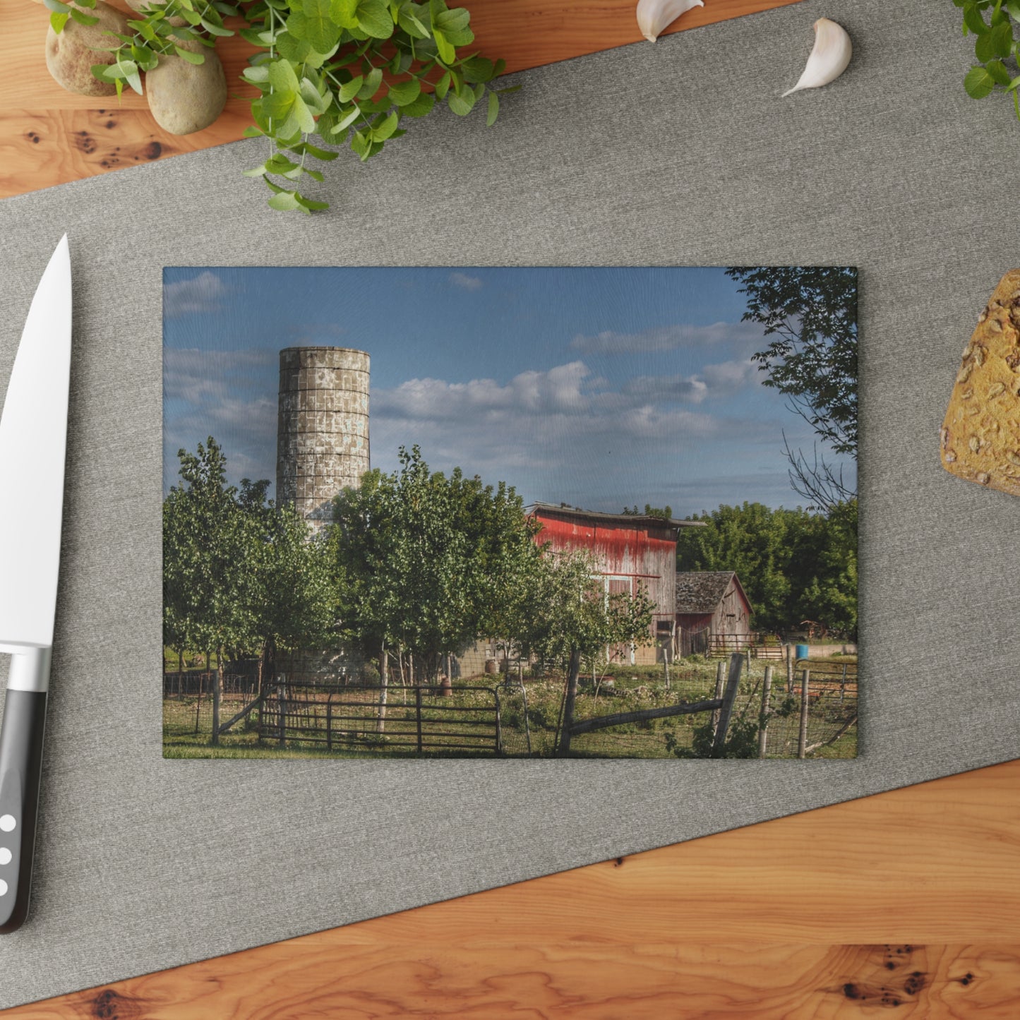 U R There Photography Henderson Road Farm Rustic Farmhouse Tempered-Glass Cutting Board