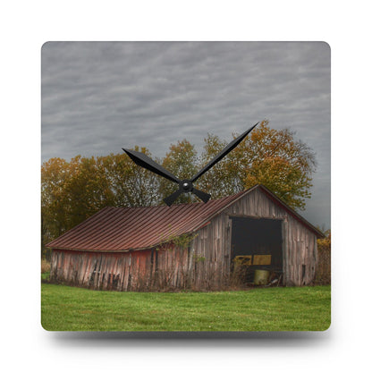 U R There Photography Stewart Road Little Grey Rustic Farmhouse Acrylic Analog Wall Clock
