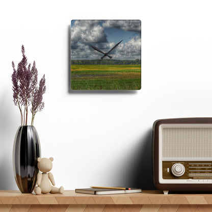 U R There Photography Skies of September Rustic Farmhouse Acrylic Analog Wall Clock