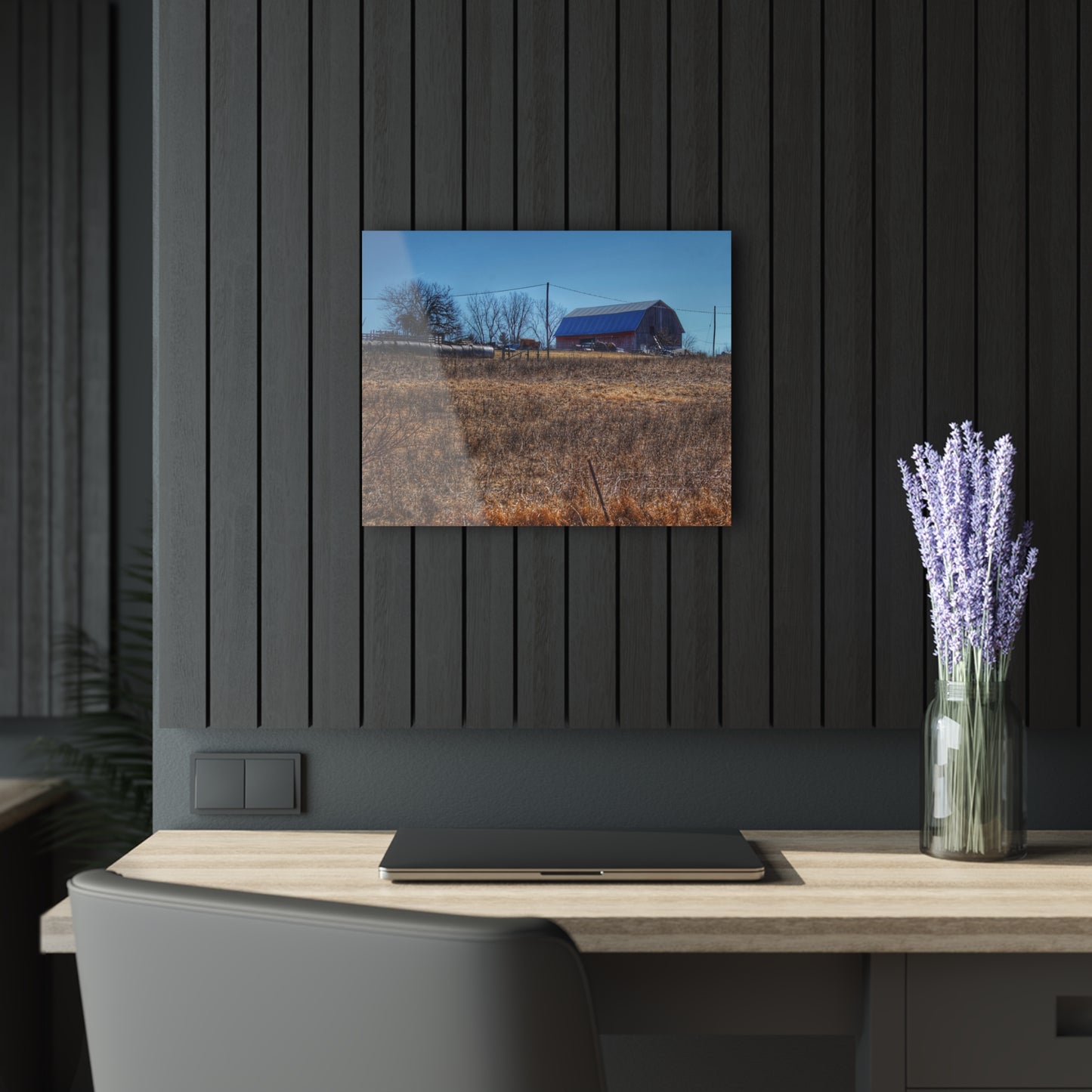 U R There Photography Marathon Haybarn on the Hill I Rustic Farmhouse Acrylic Wall Print