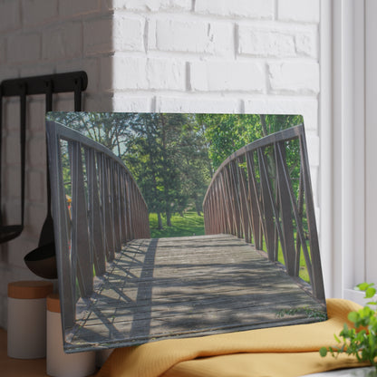 U R There Photography Cramton Park Kiwanis Bridge Rustic Farmhouse Tempered-Glass Cutting Board