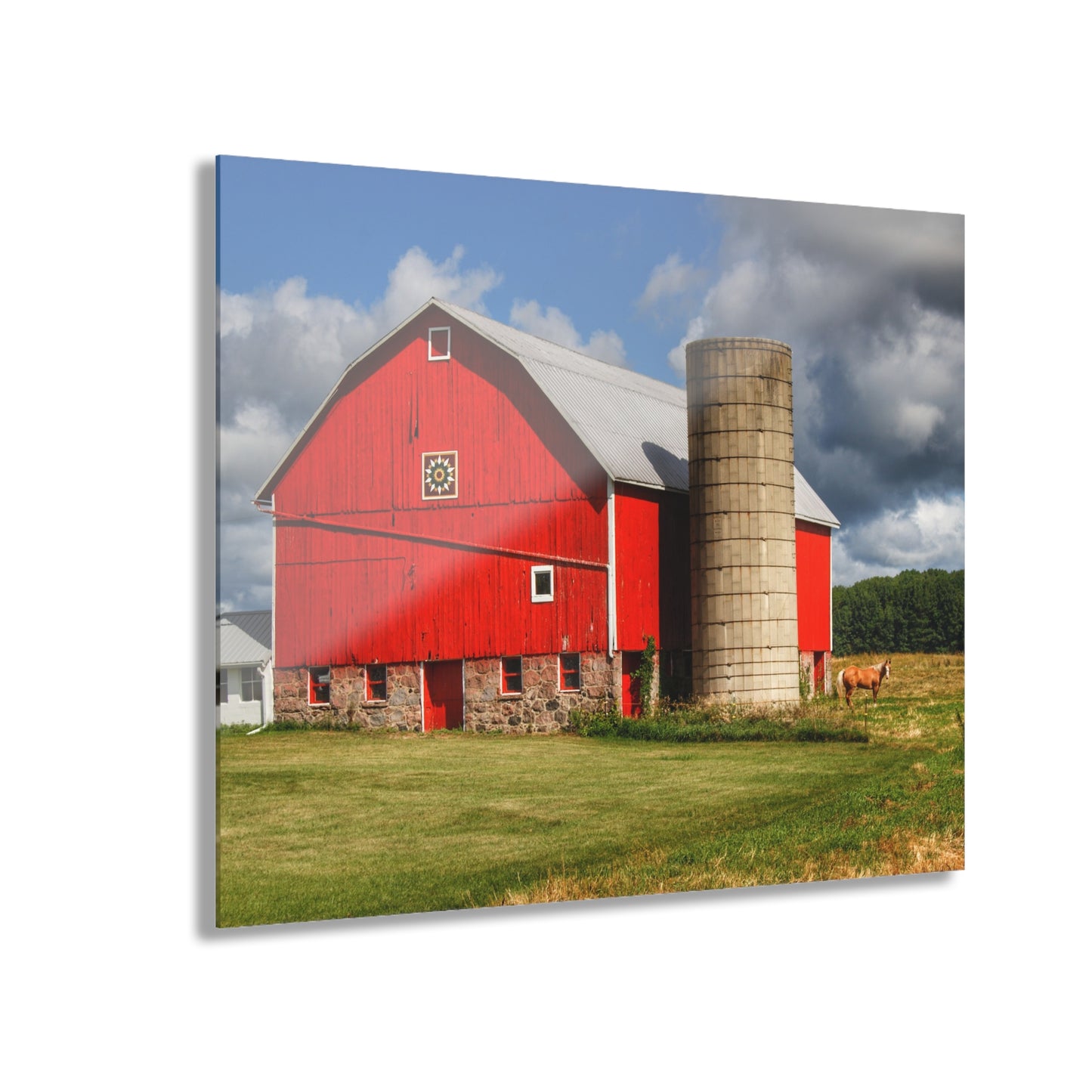 U R There Photography West Brown Road Red and Silo Rustic Farmhouse Acrylic Wall Print