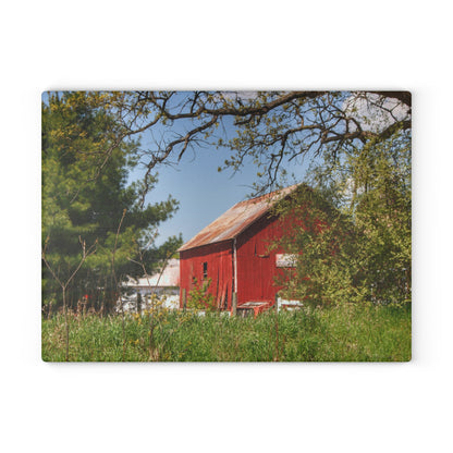 U R There Photography Bronson Lake Road Barn at the Bend Rustic Farmhouse Tempered-Glass Cutting Board