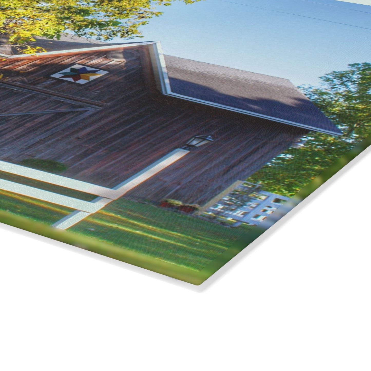 U R There Photography Hunters Creek Quilted I Rustic Farmhouse Tempered-Glass Cutting Board