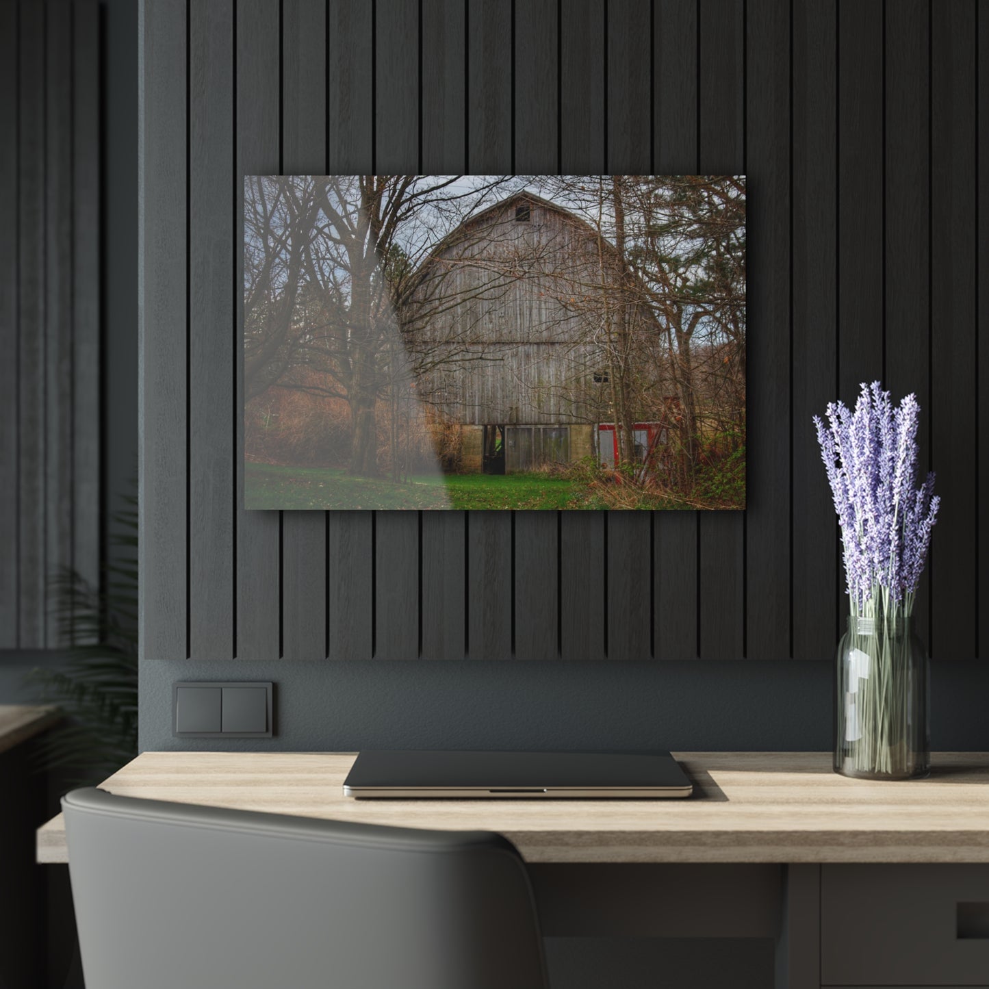 U R There Photography West Murphy Lake Road Grey Rustic Farmhouse Acrylic Wall Print