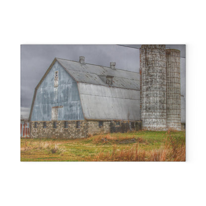 U R There Photography Daley Road Grey III Rustic Farmhouse Tempered-Glass Cutting Board