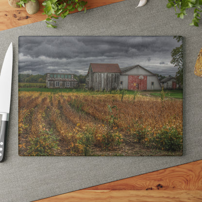 U R There Photography Murphy Lake Road Quonset Clan Rustic Farmhouse Tempered-Glass Cutting Board