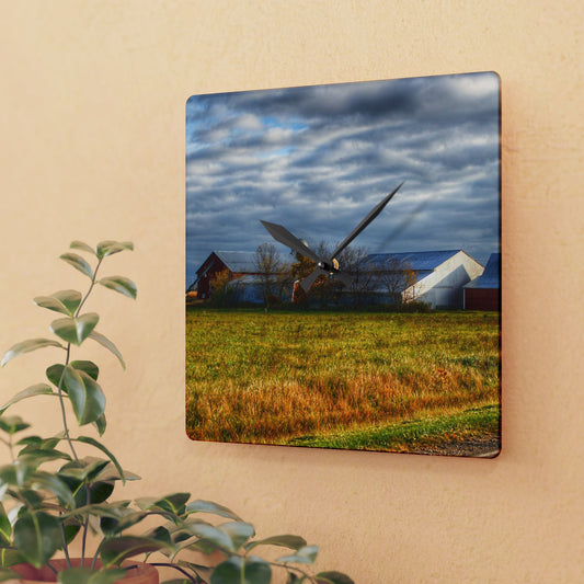 U R There Photography Marlette Road Farm I Rustic Farmhouse Acrylic Analog Wall Clock