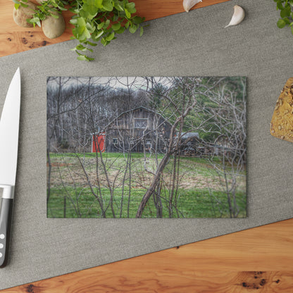 U R There Photography Hidden Capac Grey Rustic Farmhouse Tempered-Glass Cutting Board