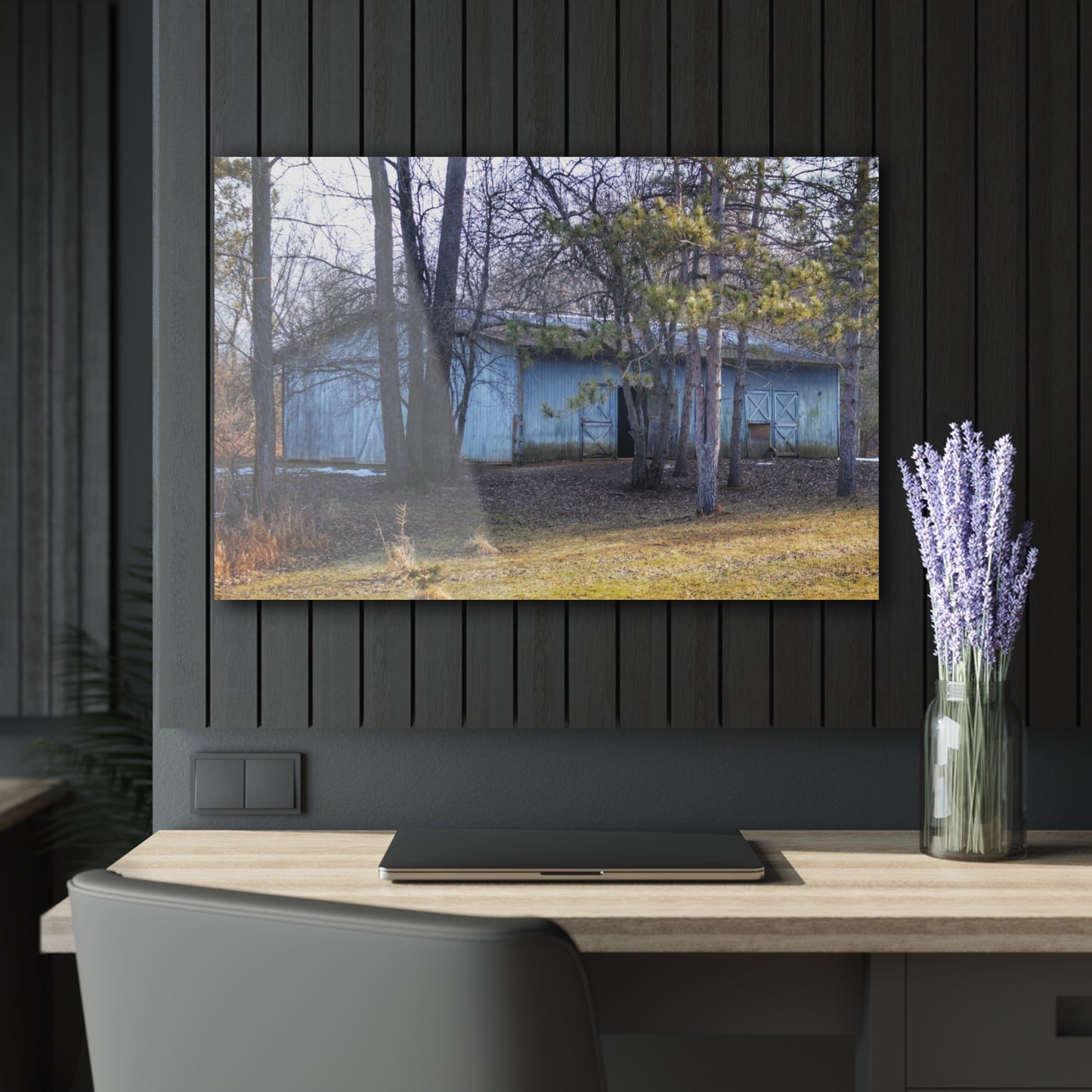 U R There Photography Hickory Lane Grey Rustic Farmhouse Acrylic Wall Print