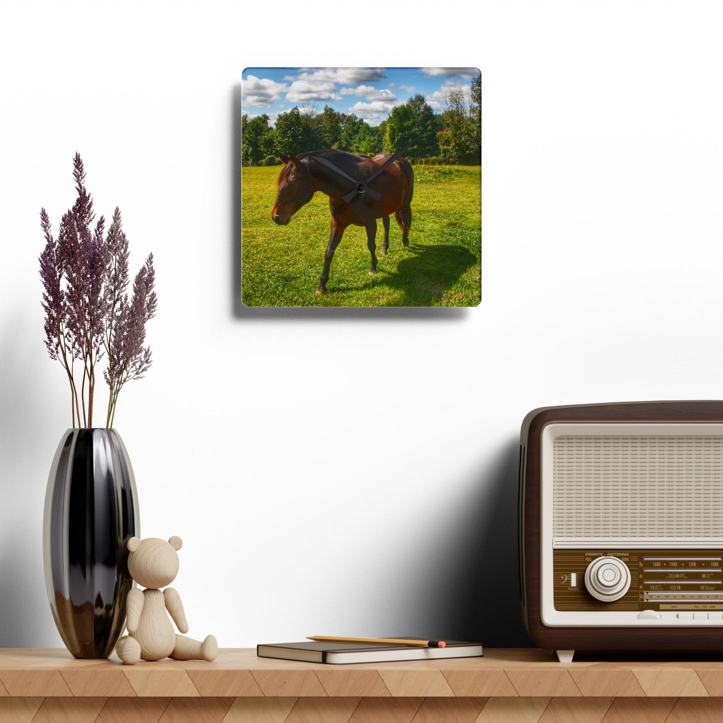 U R There Photography Brown Beauty II Rustic Farmhouse Acrylic Analog Wall Clock