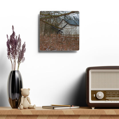 U R There Photography Norway Lake Hidden White Rustic Farmhouse Acrylic Analog Wall Clock