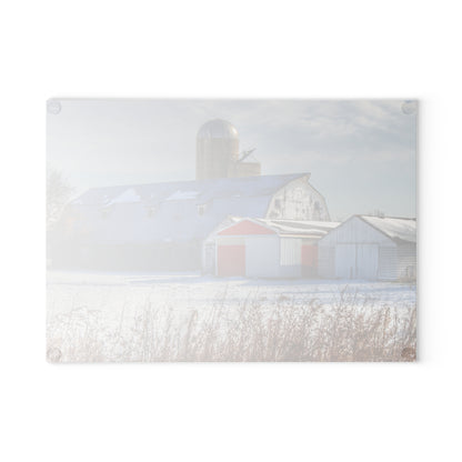U R There Photography Shoemaker Road Grey Rustic Farmhouse Tempered-Glass Cutting Board
