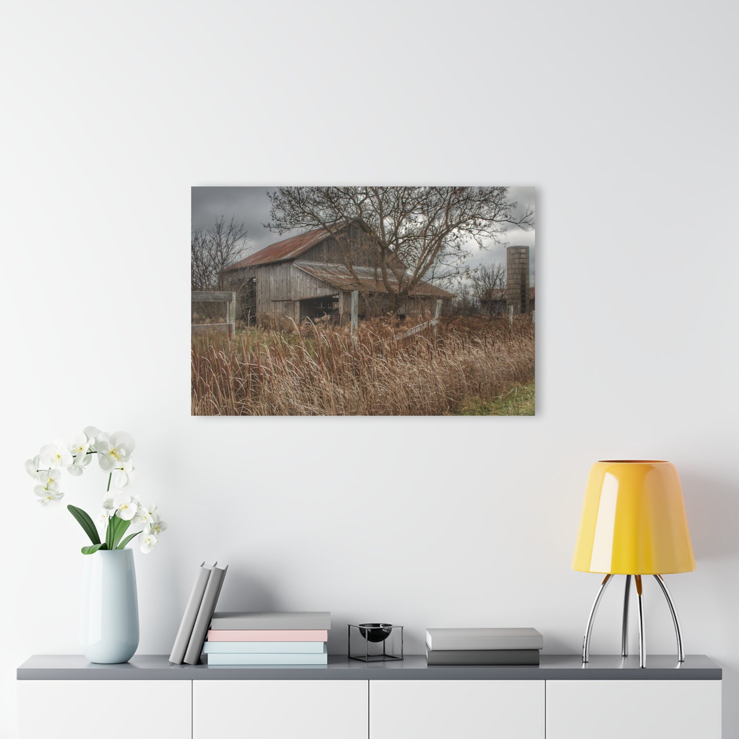U R There Photography Grey Saltbox Rustic Farmhouse Acrylic Wall Print