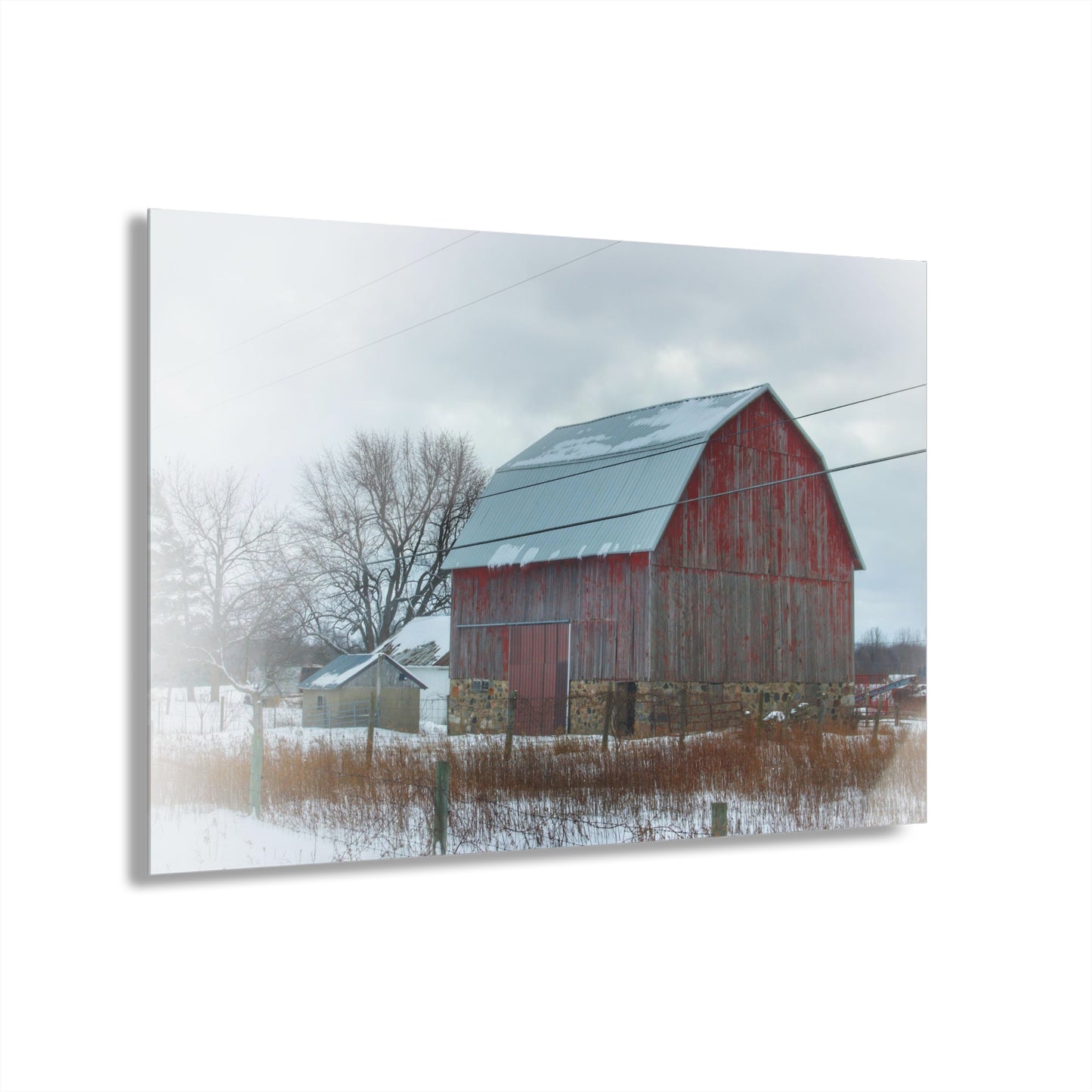 U R There Photography Lake Pleasant Stone Red and Little Grey Rustic Farmhouse Acrylic Wall Print