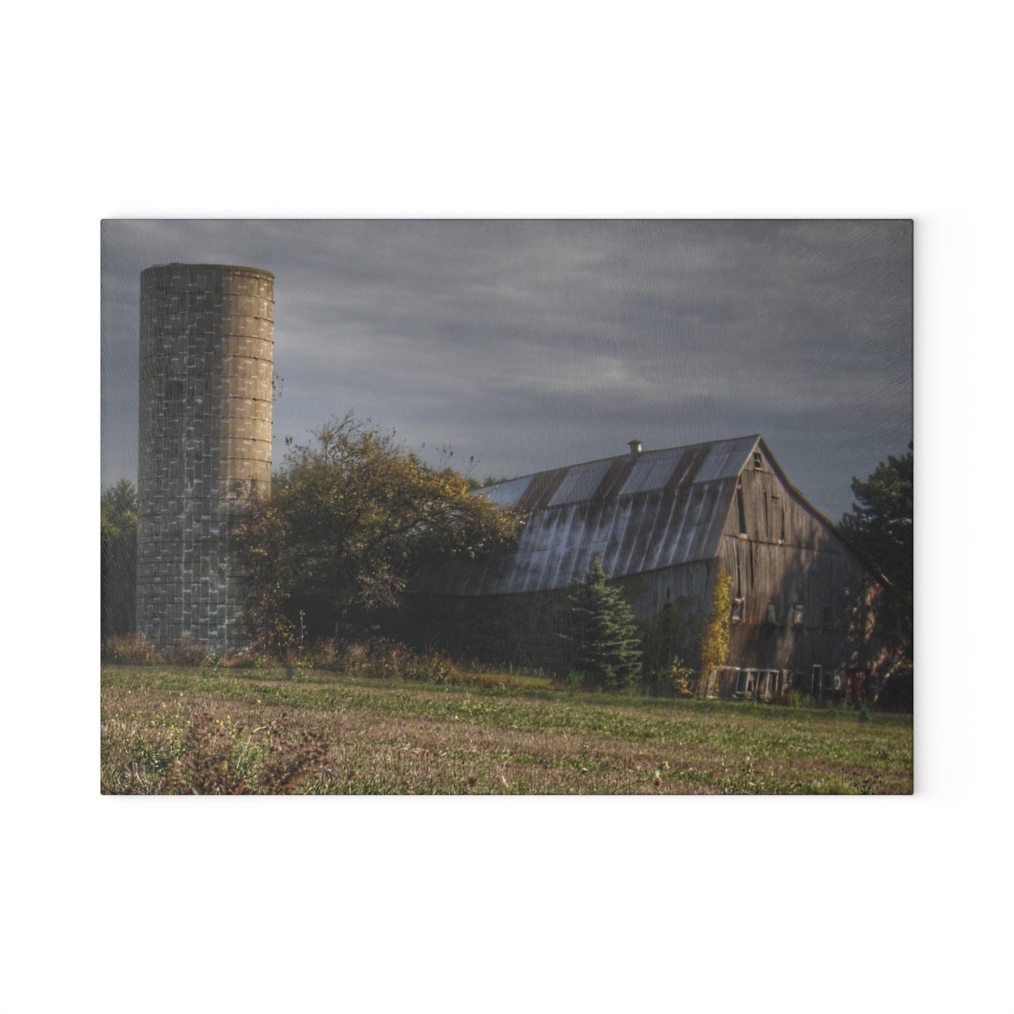 U R There Photography Collapsing in Croswell Rustic Farmhouse Tempered-Glass Cutting Board