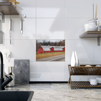 U R There Photography Caseville Red Rustic Farmhouse Decorative Ceramic Tile