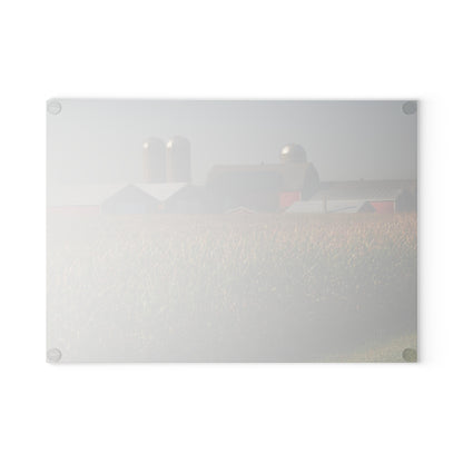 U R There Photography Slattery Road Farm and Cornfield II Rustic Farmhouse Tempered-Glass Cutting Board