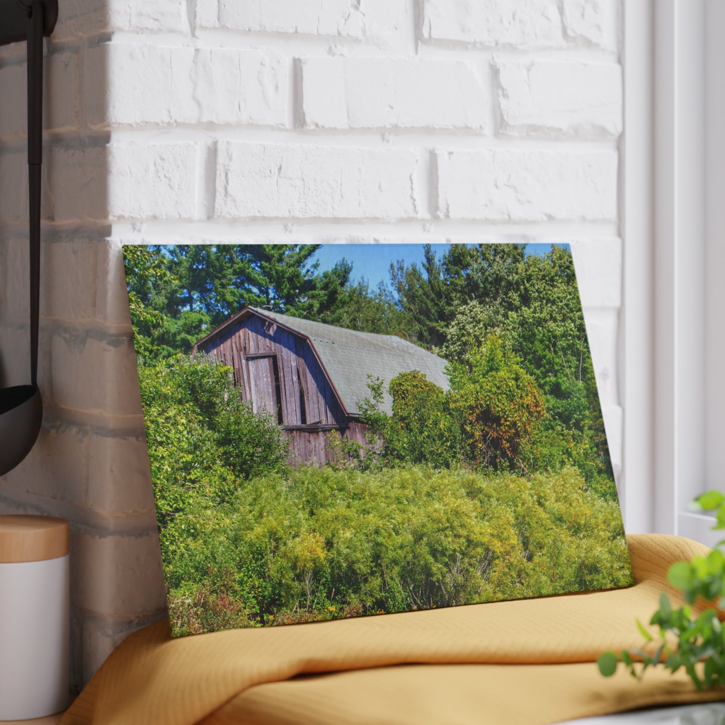 U R There Photography Saginaw Road Hidden Grey Rustic Farmhouse Tempered-Glass Cutting Board