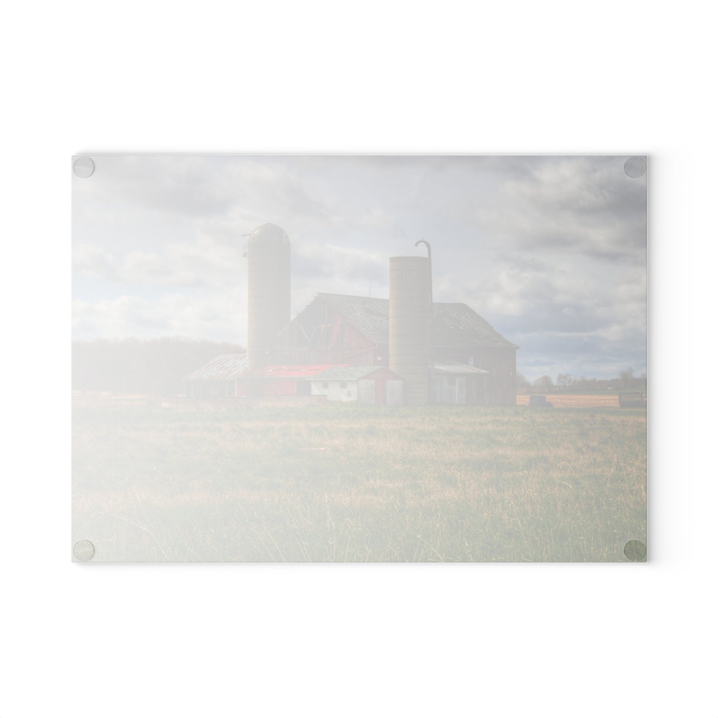 U R There Photography Centerline Road Red Rustic Farmhouse Tempered-Glass Cutting Board