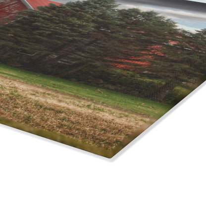 U R There Photography Laur Road Red Among the Pines II Rustic Farmhouse Tempered-Glass Cutting Board