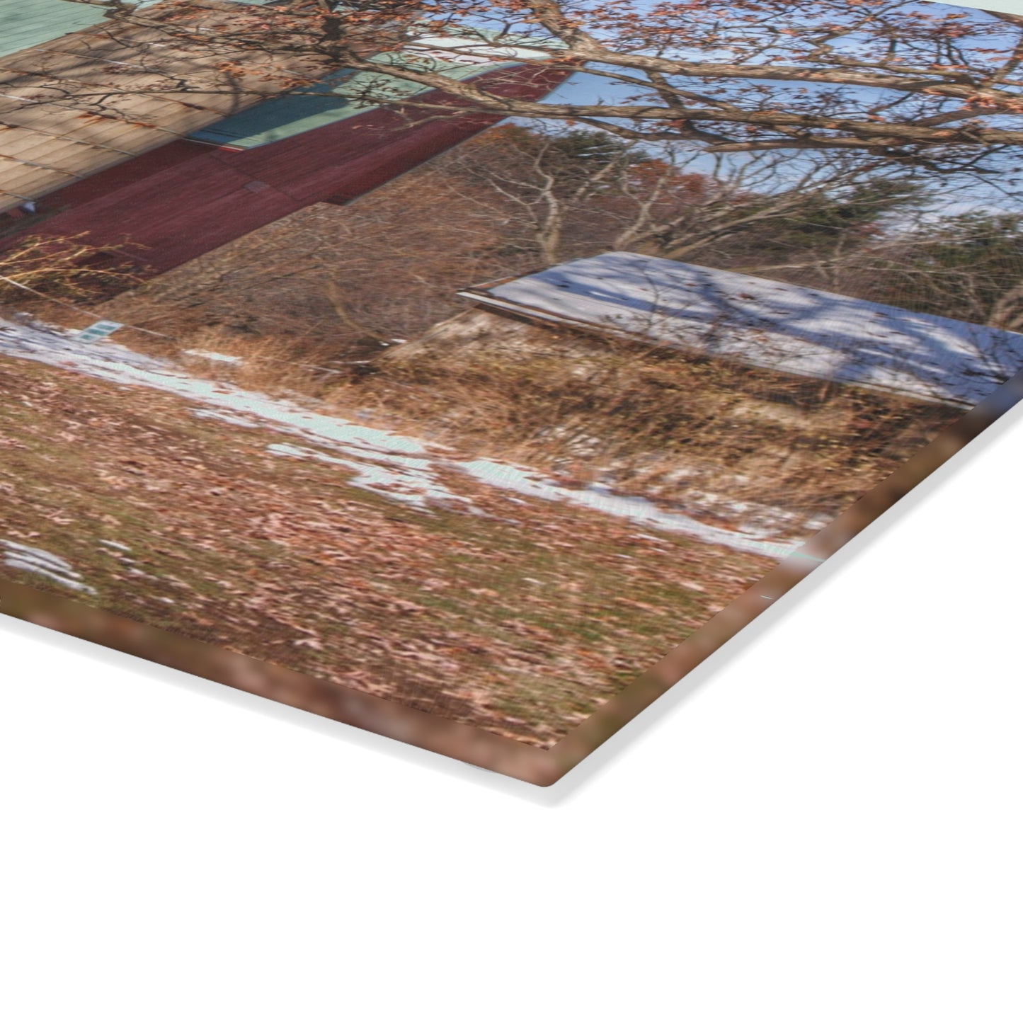 U R There Photography Webster Road Red II Rustic Farmhouse Tempered-Glass Cutting Board