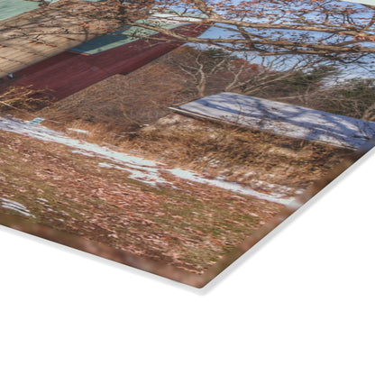 U R There Photography Webster Road Red II Rustic Farmhouse Tempered-Glass Cutting Board
